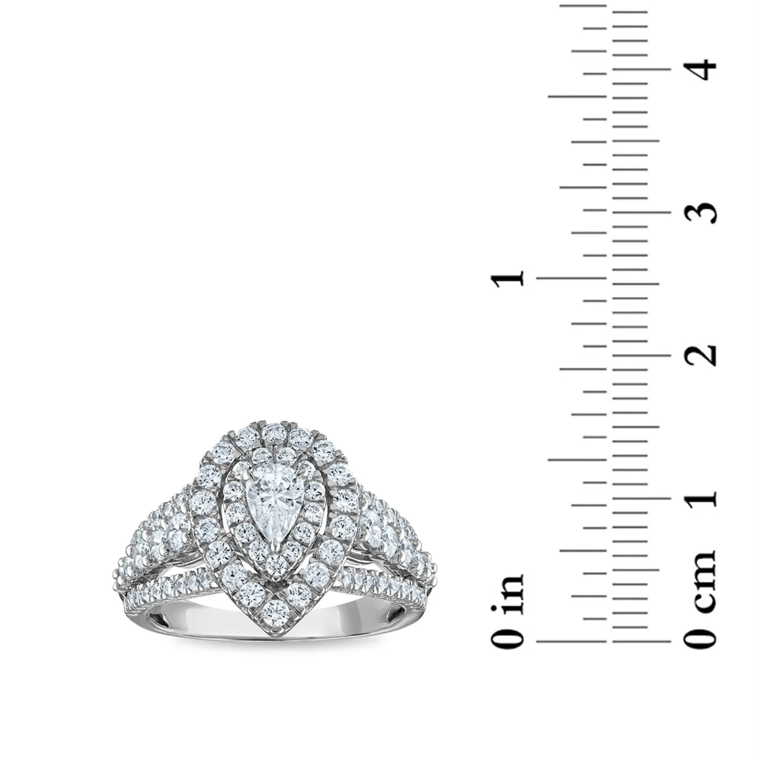 1-1/2 CTW Diamond Halo Engagement Pear Shape Ring in 10KT White Gold