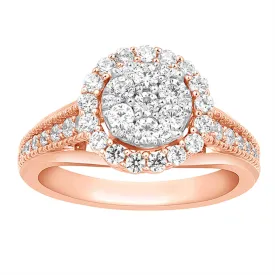 1 CTW Diamond Halo Engagement Ring in 10KT Rose Gold