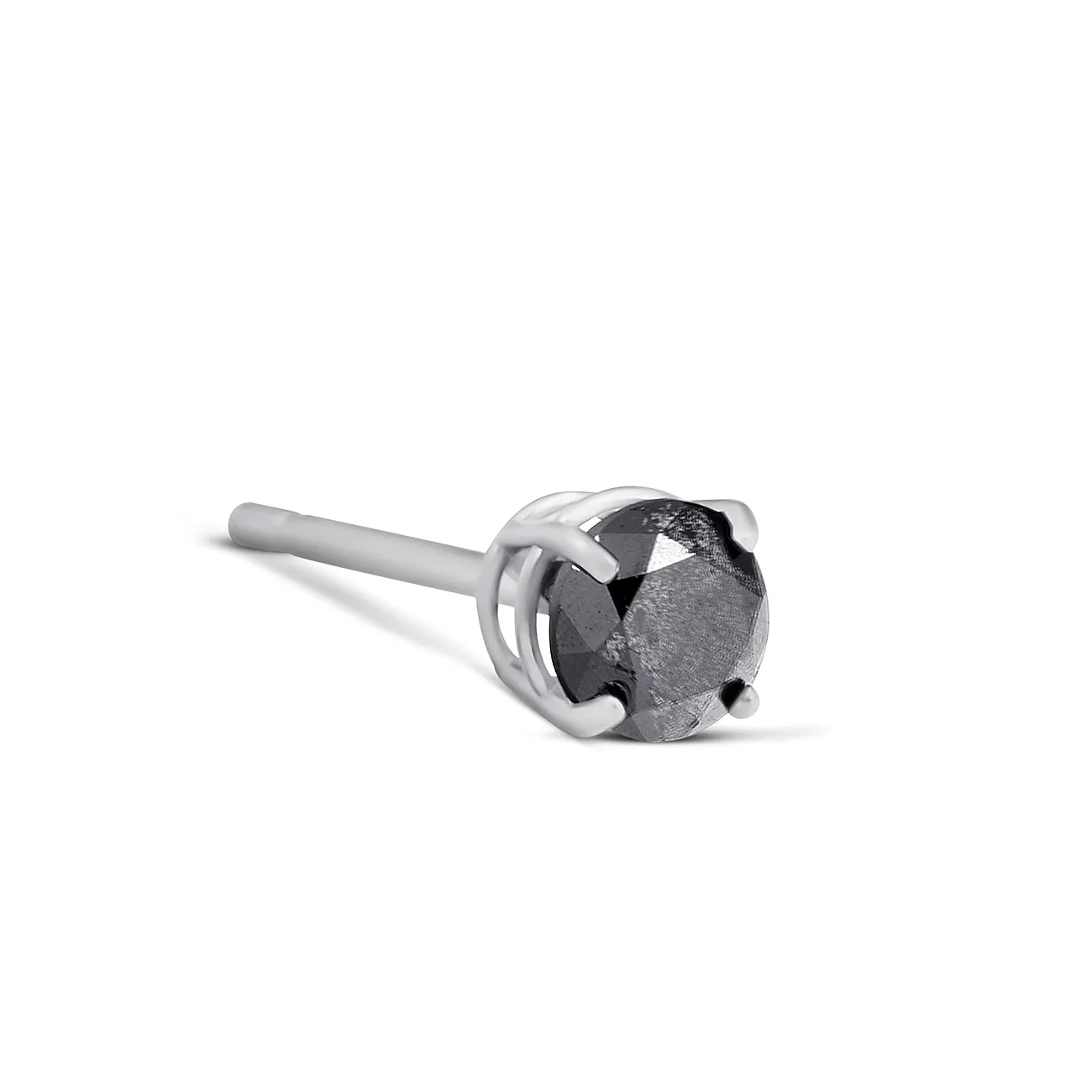 1/4 Ct  Black Diamond Single Stud 14k White Gold