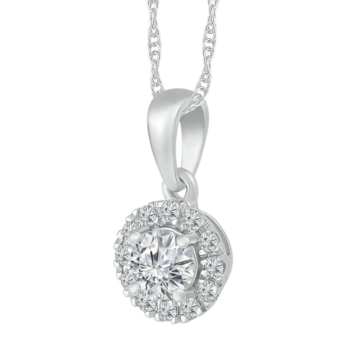 1/4 CTW Diamond Halo 18-inch Pendant in 10KT White Gold