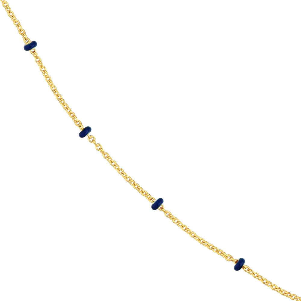 14k Gold Chain with Blue Enamel Stations