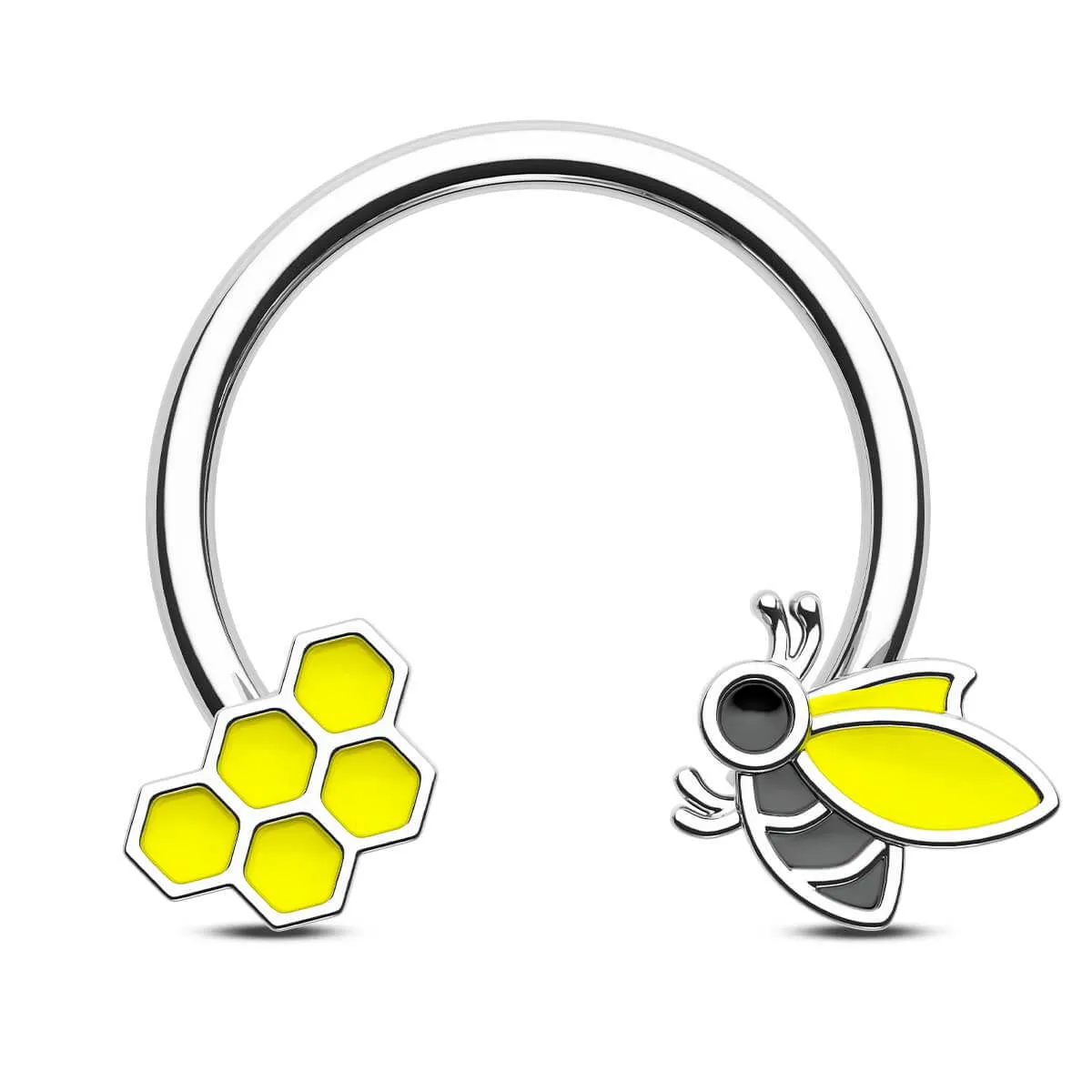 16G Bee & Honeycomb Horseshoe Septum Ring and Daith Earring