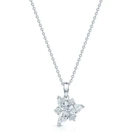 18ct White Gold Pear & Brilliant Cut Cluster Diamond Pendant