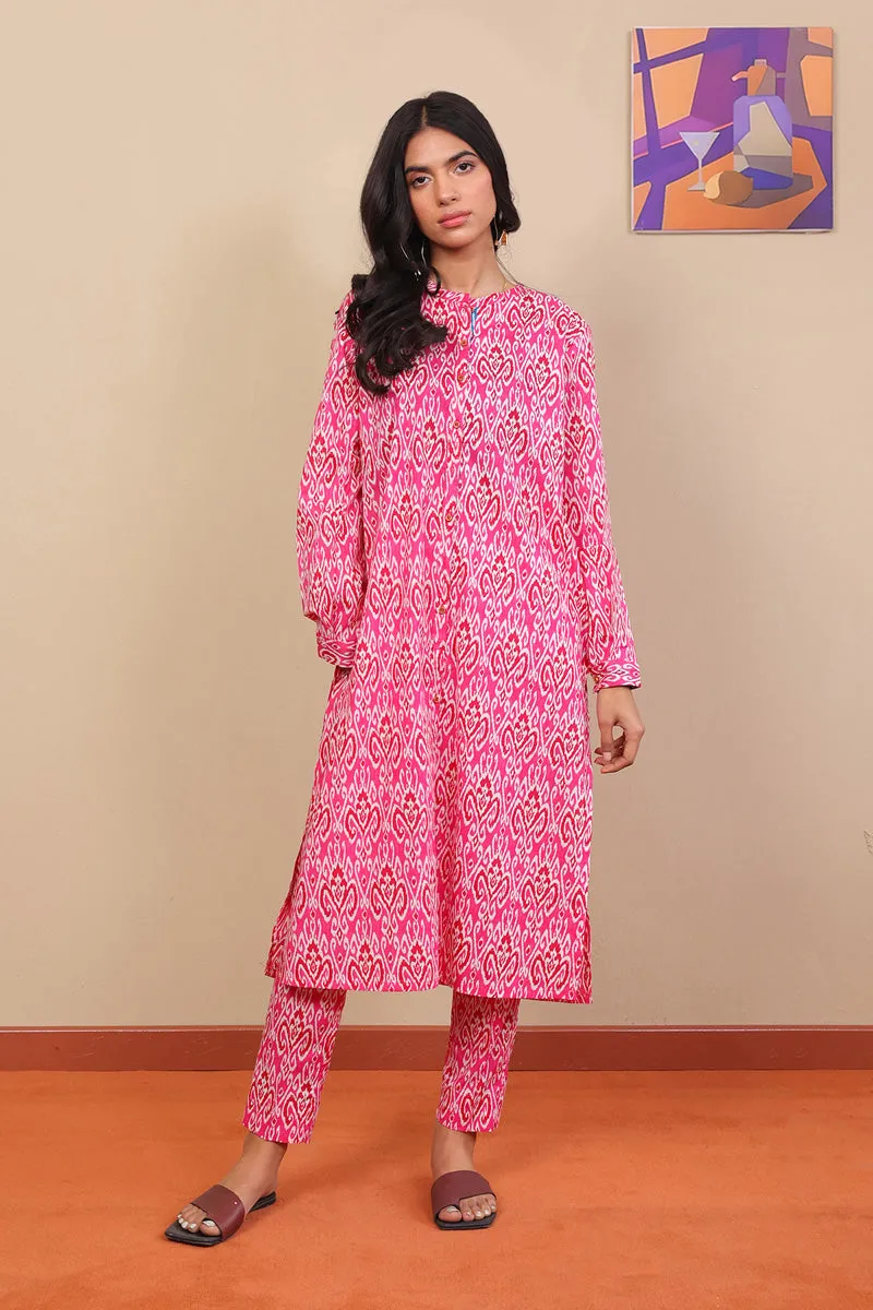 2-Piece Block Printed Saga Gulabi