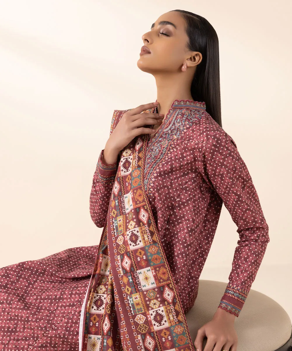 2 Piece - Embroidered Light Khaddar Suit