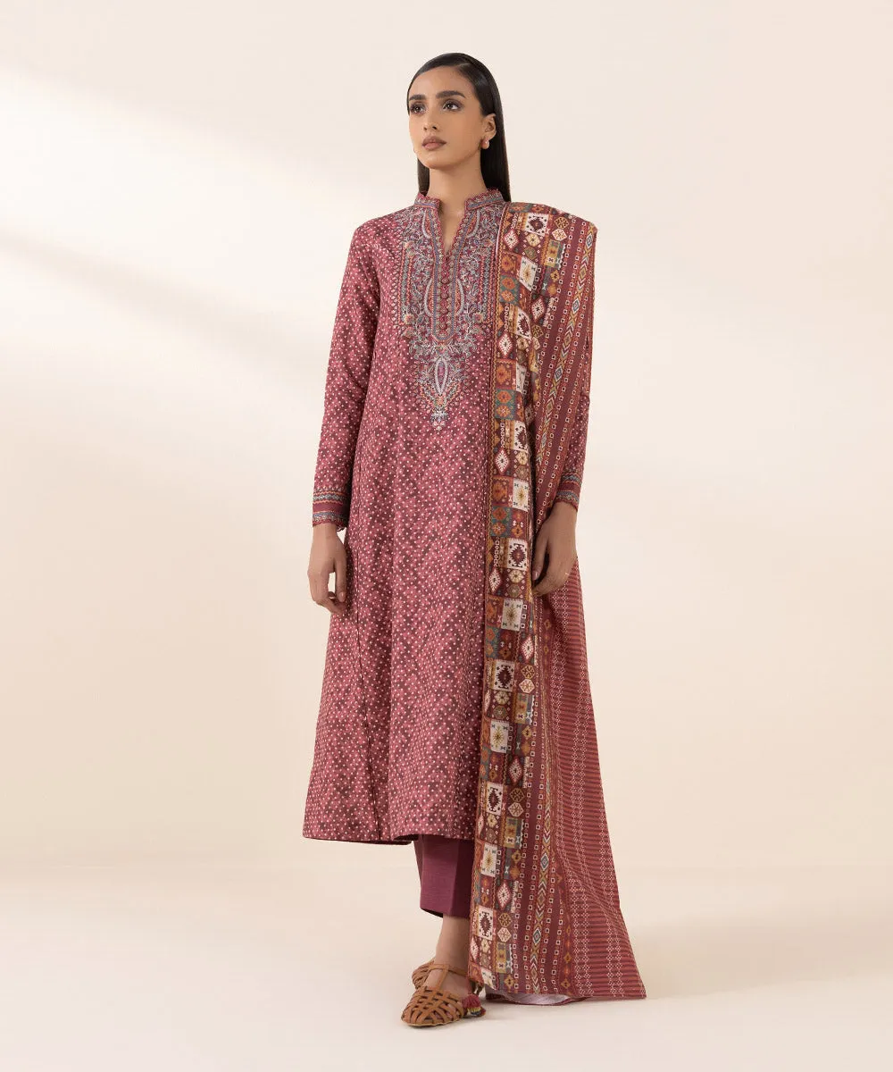 2 Piece - Embroidered Light Khaddar Suit