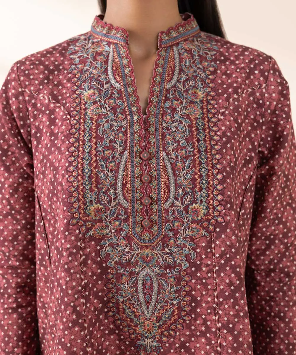 2 Piece - Embroidered Light Khaddar Suit