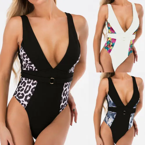 2021 Women's V-neck One Piece Swimsuits Sizes S - L