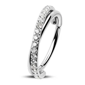 20G Entwine CZ Hinged Segment Nose Ring Cartilage Earring