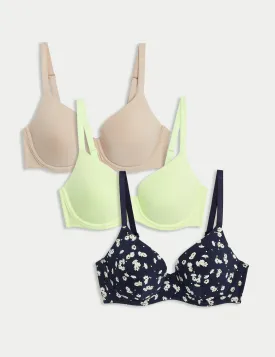 3pk Cotton Rich Wired T-Shirt Bras A-E