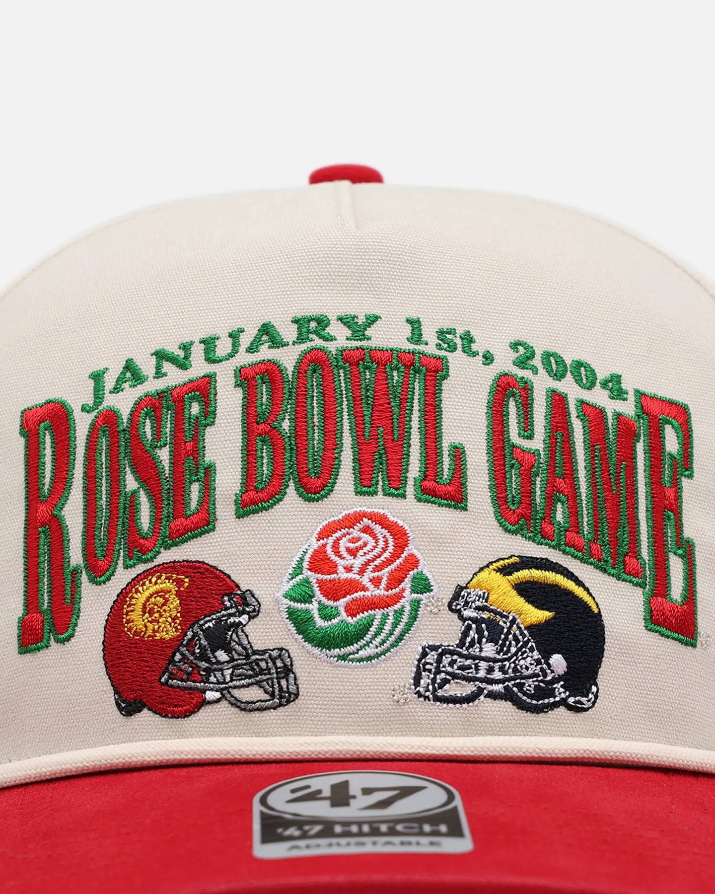 47 Brand Vintage Bowl Game 2004 Rose Bowl Snapback Hat - Michigan Wolverines vs. USC Trojans - Tan/Black Colorway