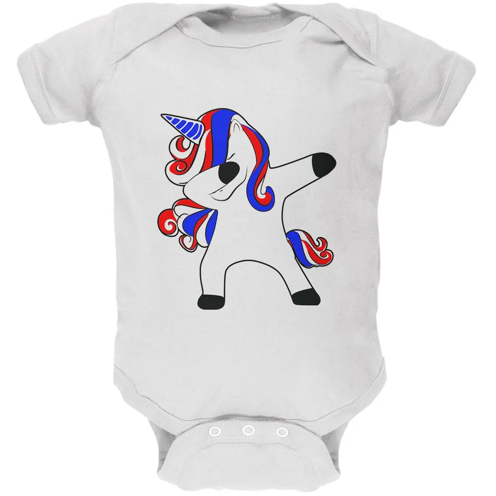 4th of July Dabbing Unicorn Americorn Soft Baby One Piece