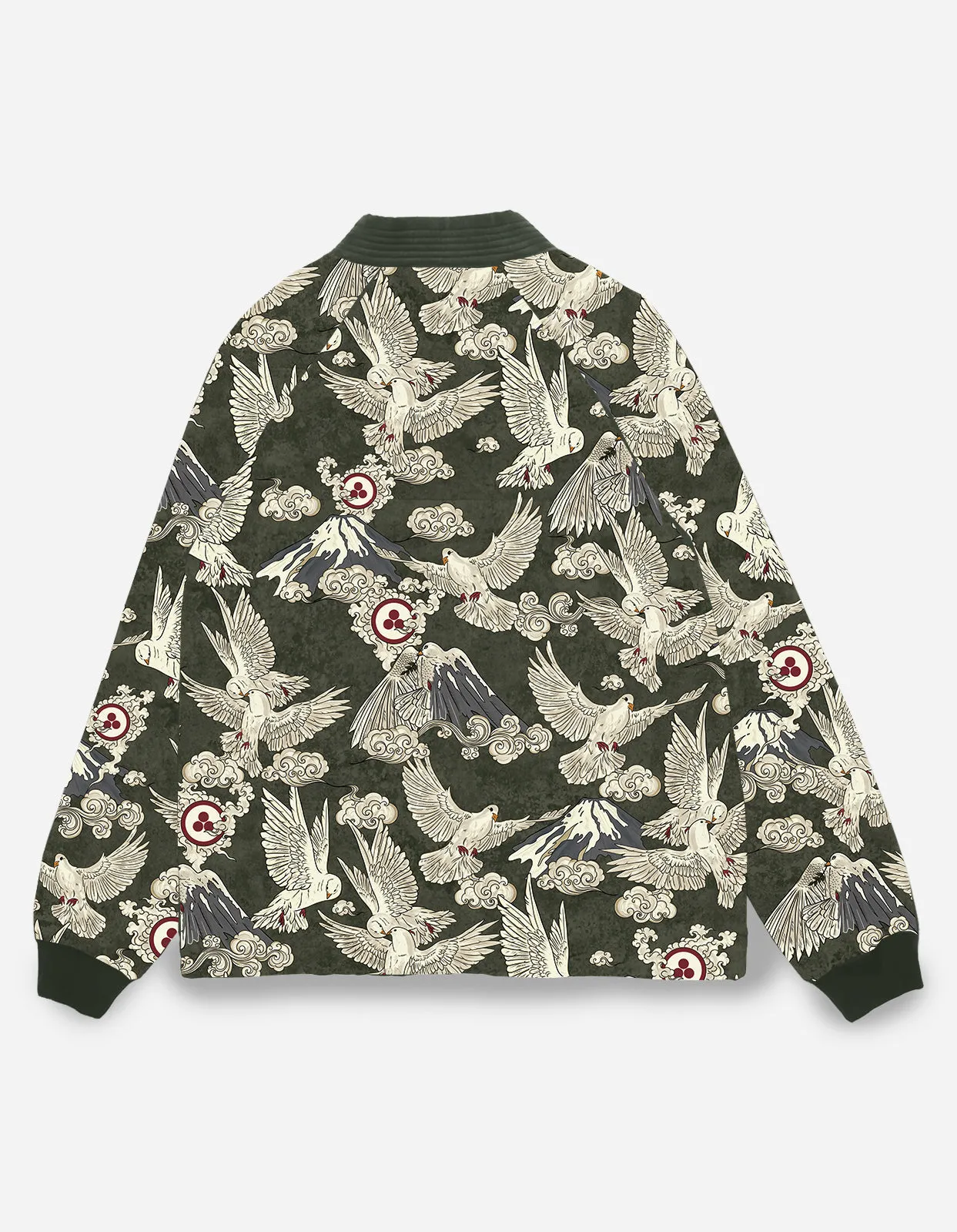 5324 Peace Dove Reversible Kimono Olive