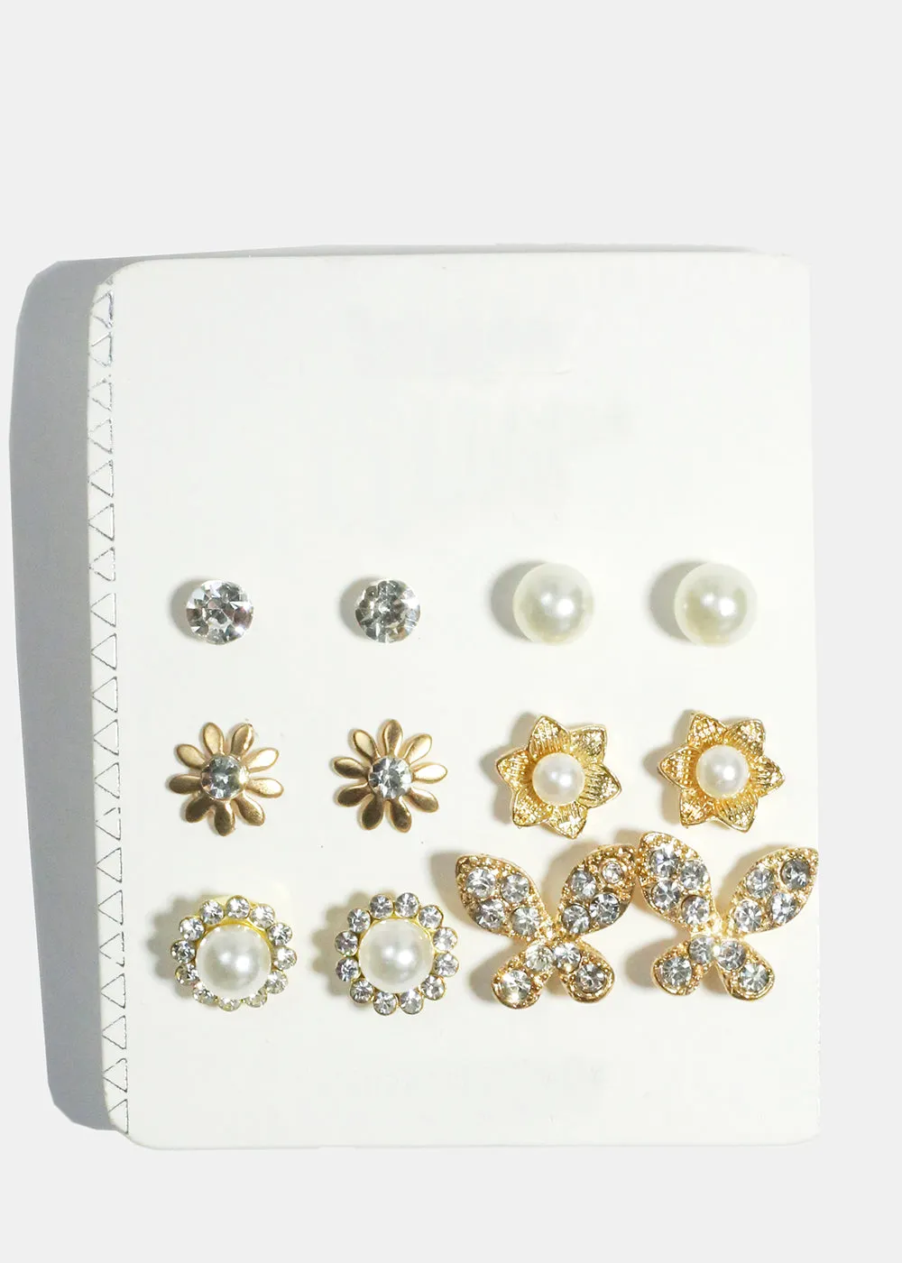 6-Pair Multi-Design Stud Earrings