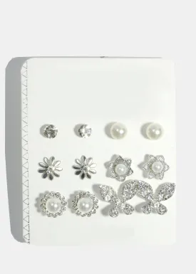 6-Pair Multi-Design Stud Earrings