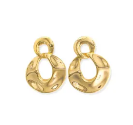 715ER013 - Dangling  Flat Circle Earrings GOLD