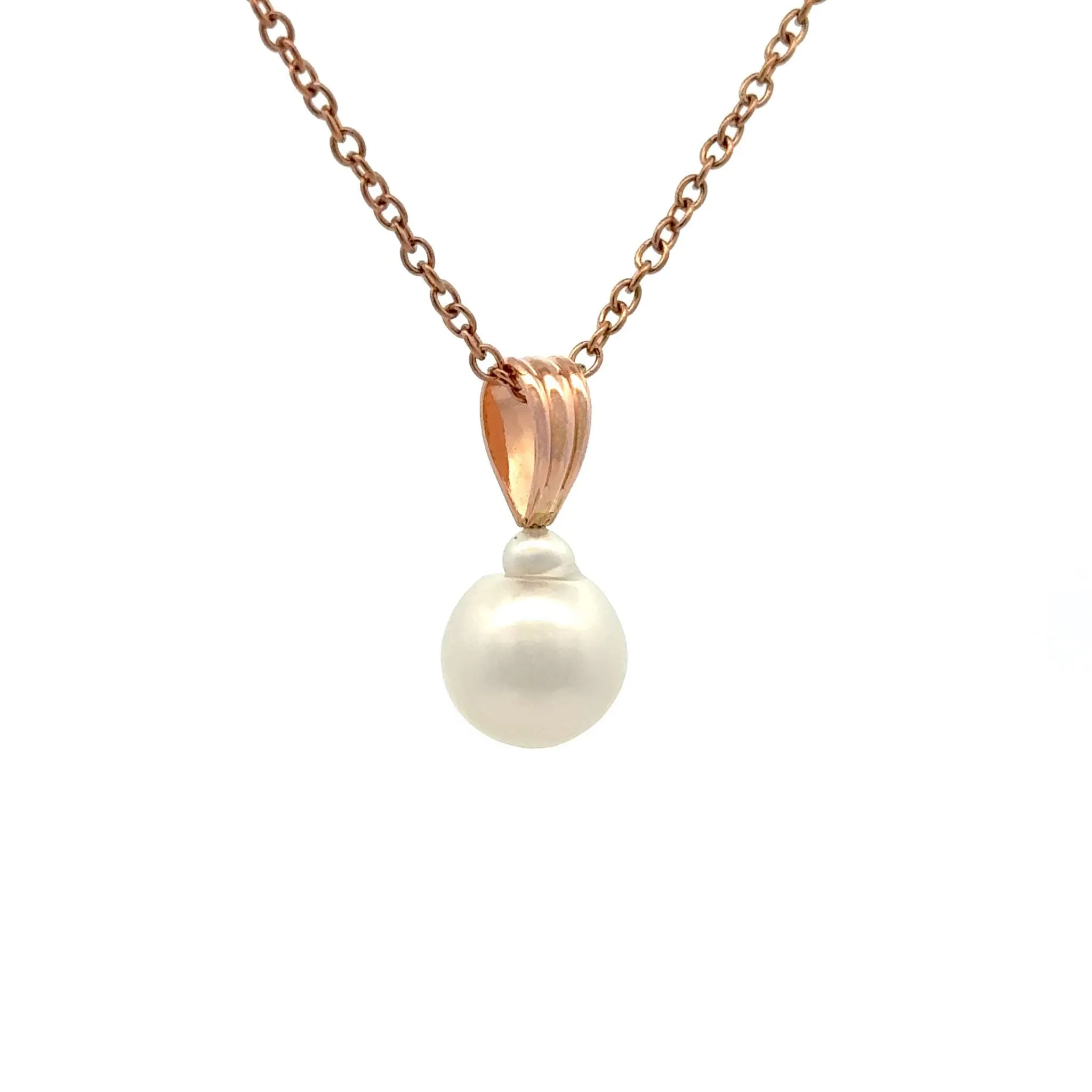 9K Rose Gold Australian South Sea Cultured 9-10mm Pearl Pendant