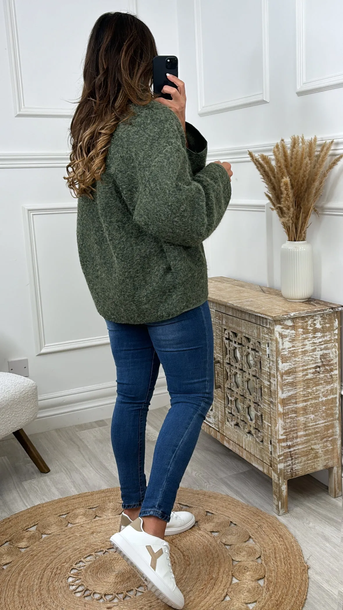 Adley Khaki High Neck Sweatshirt