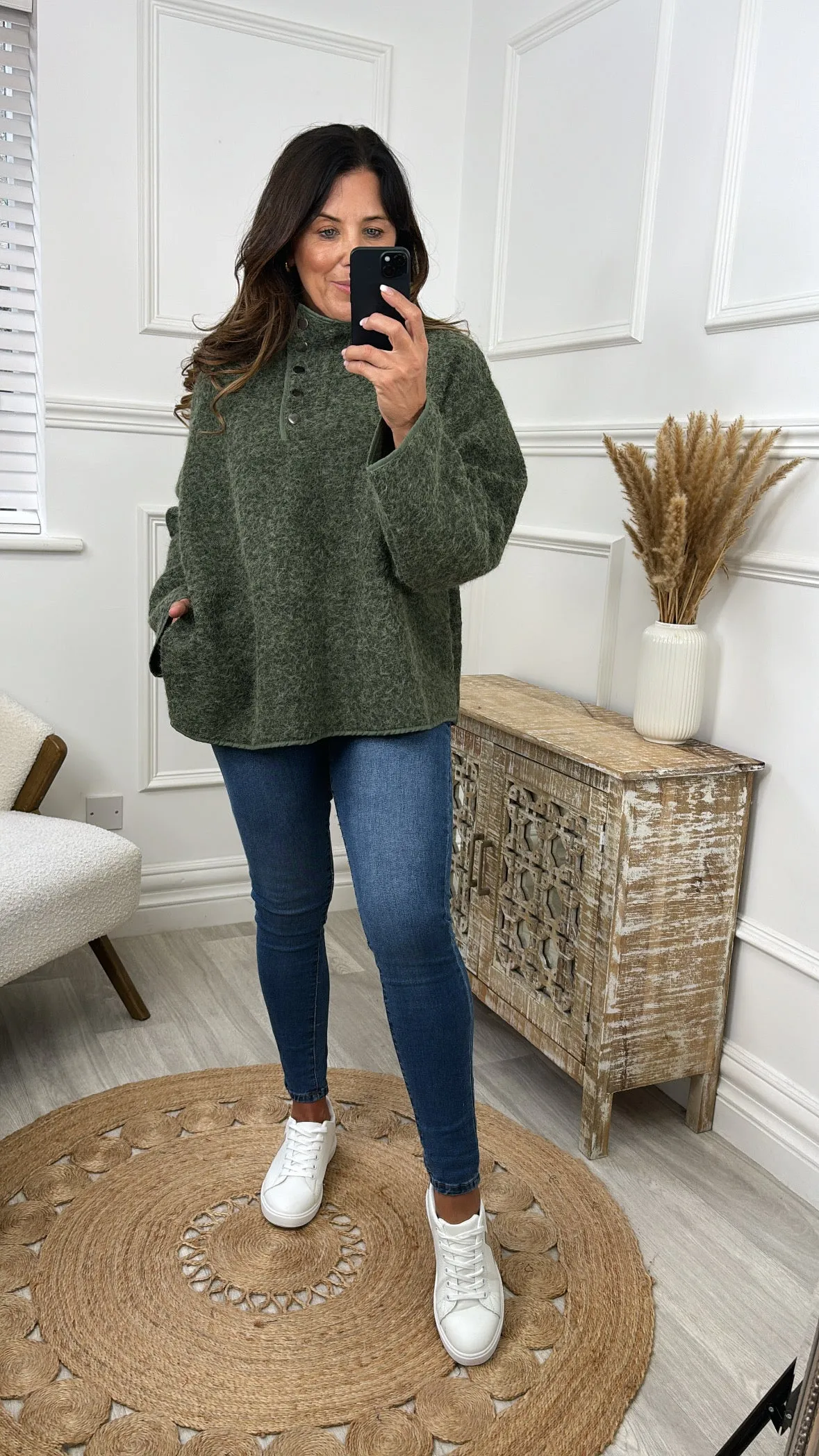 Adley Khaki High Neck Sweatshirt