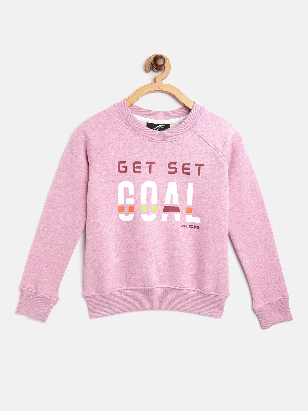 Alcis Girls Pink White Slogan Print Sporty Sweatshirt