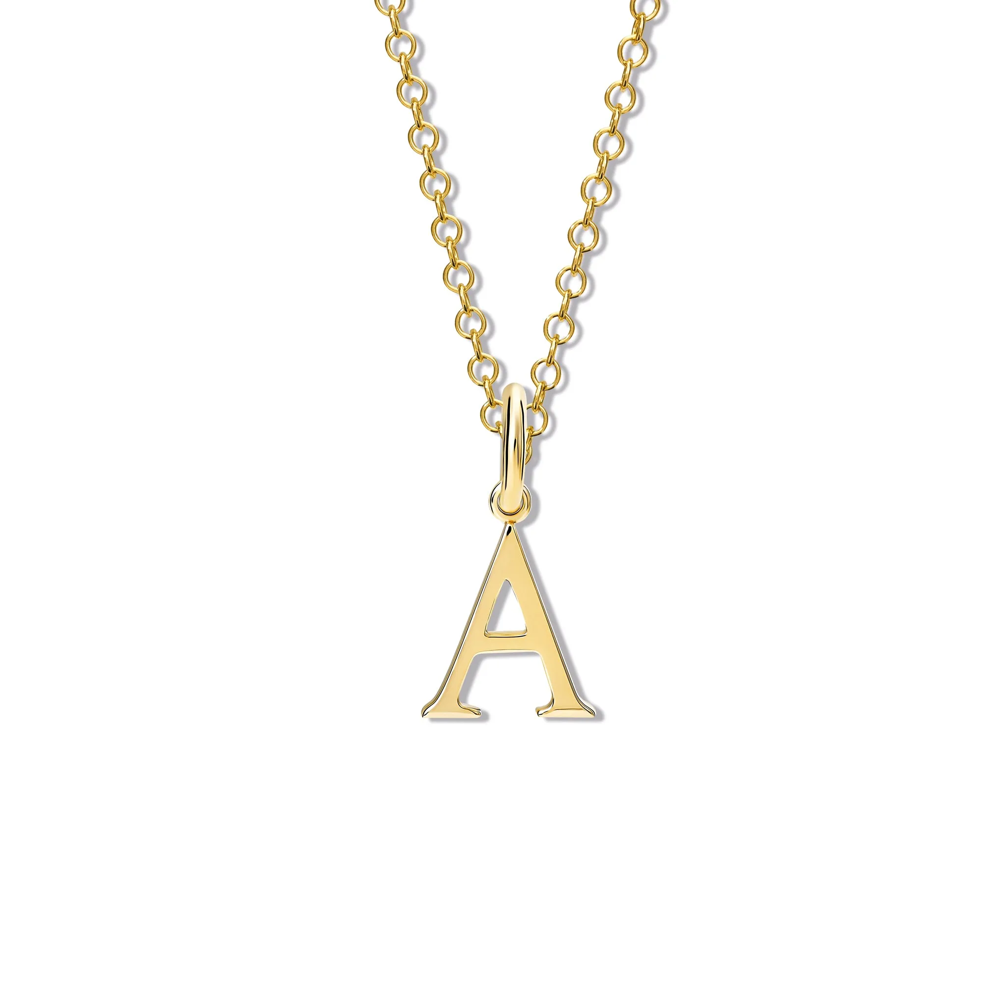 Alice Alphabet Initial Necklace Pendant Yellow Gold