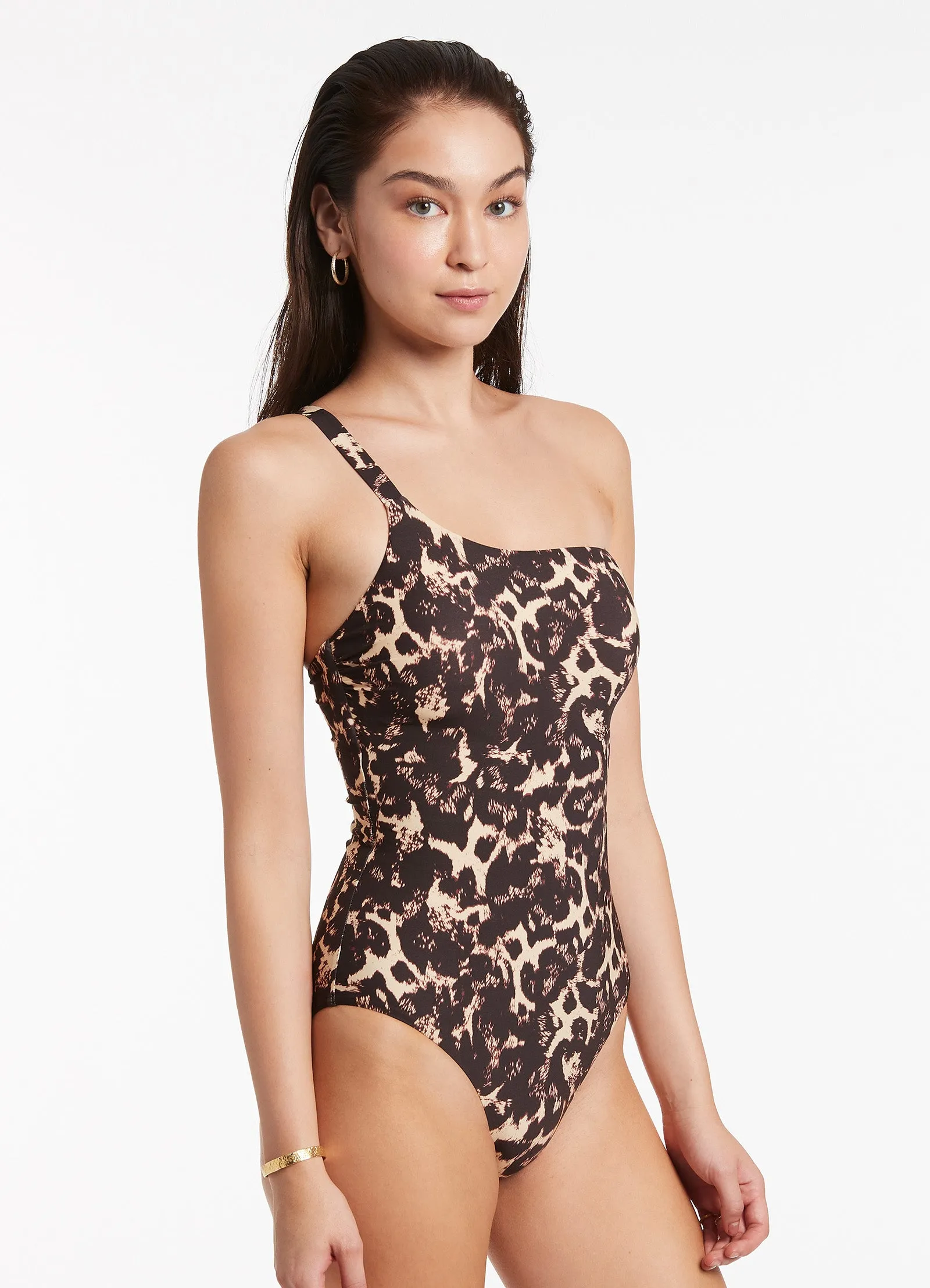 Allure One Shoulder One Piece - Black