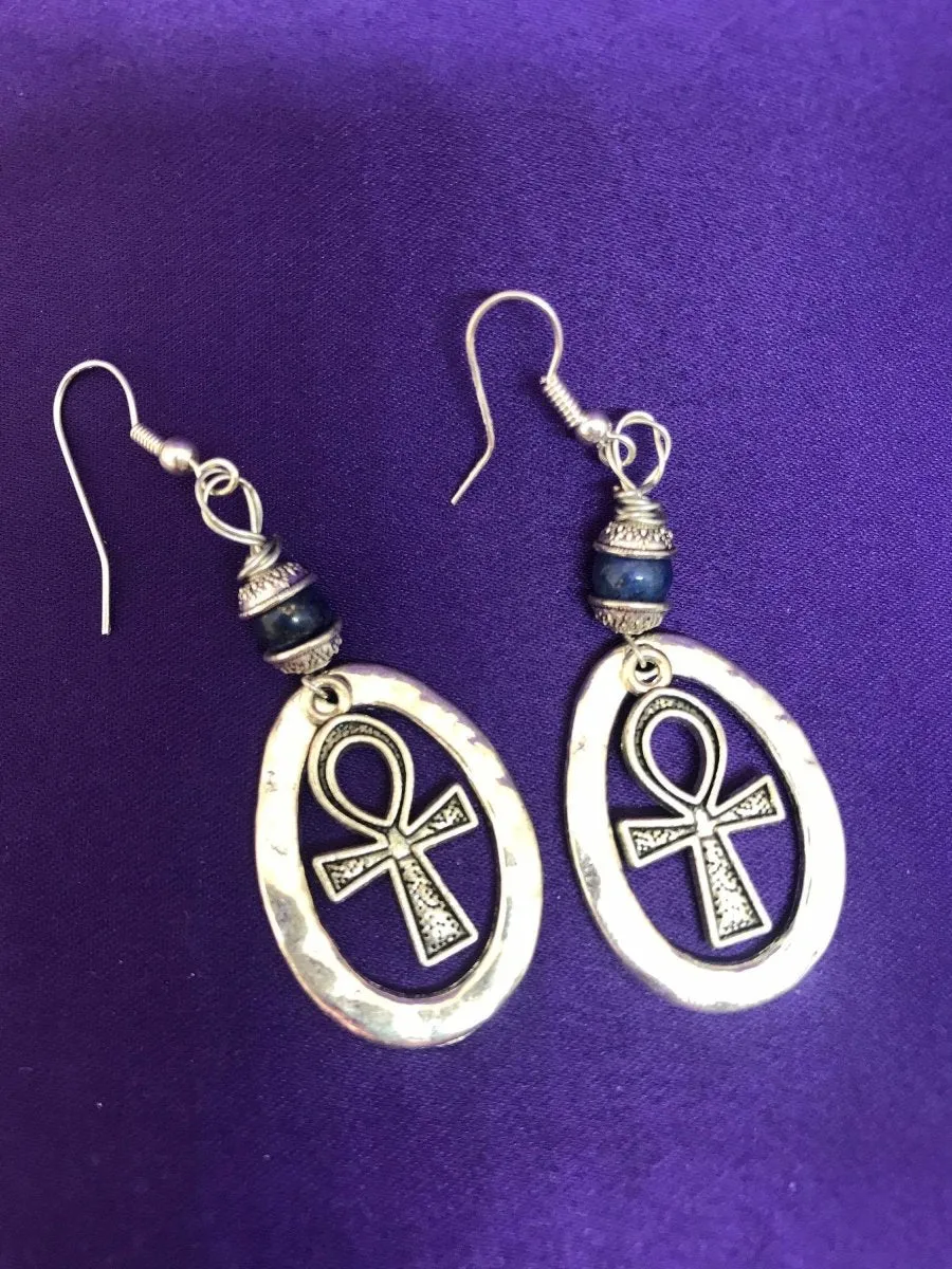 Ankh Hoops in Silver