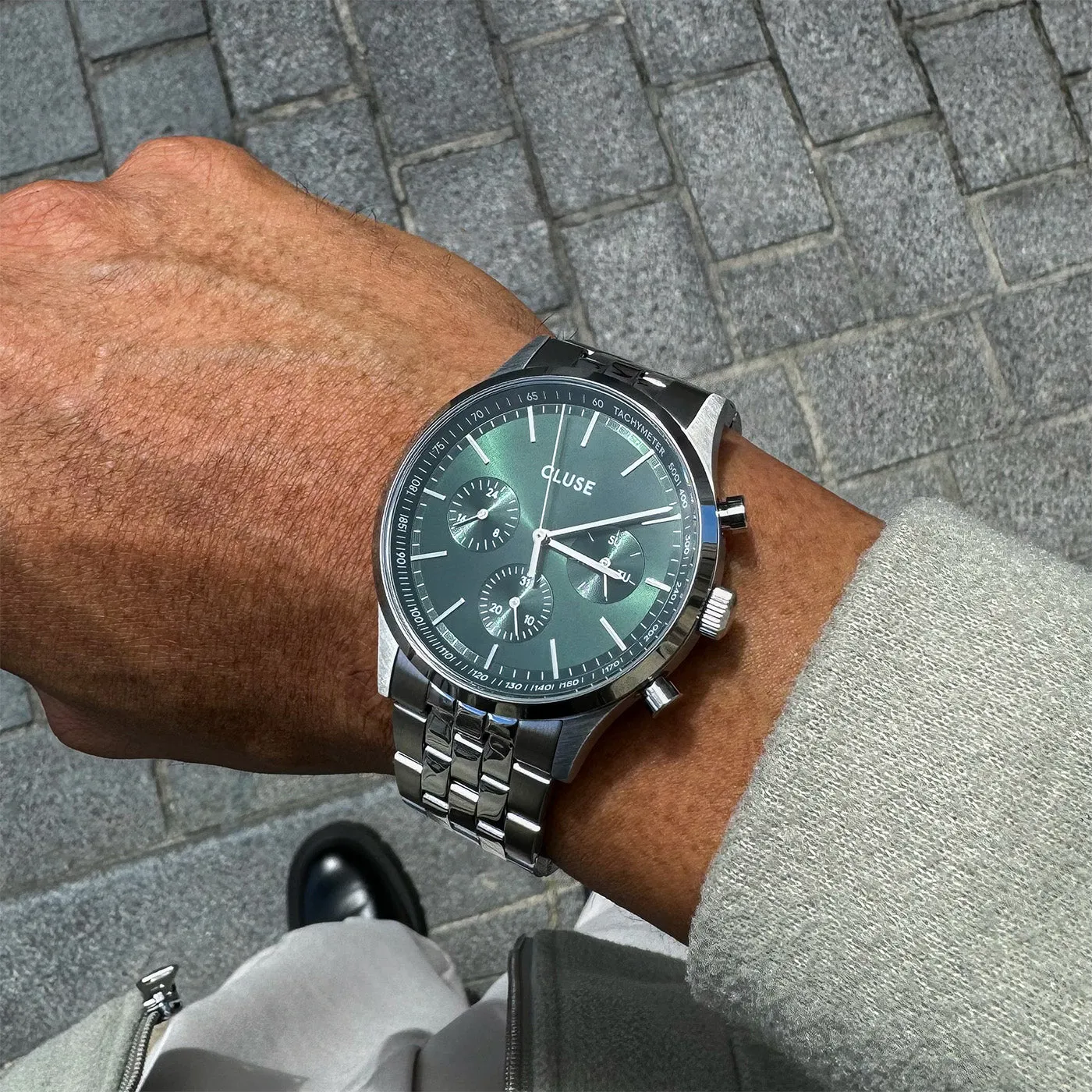 Anthéor Multifunction Watch Steel Green, Silver Colour