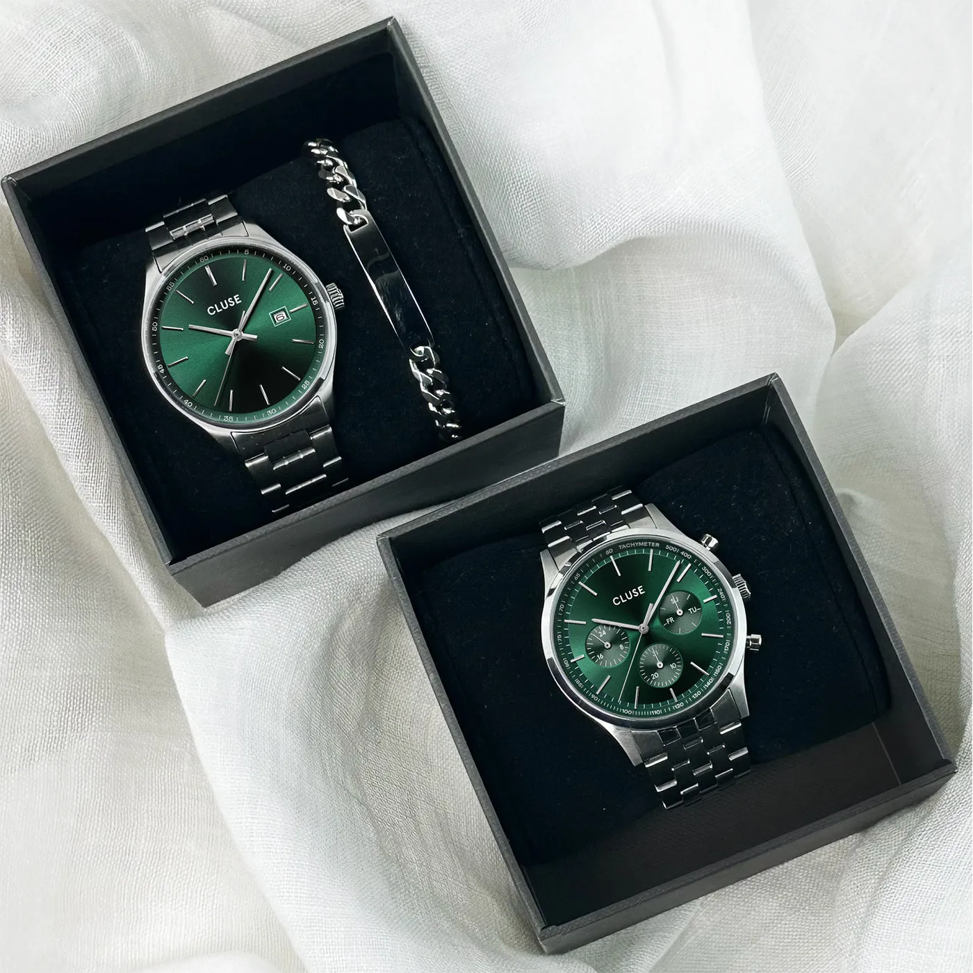 Anthéor Multifunction Watch Steel Green, Silver Colour