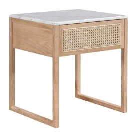 Avalon Marble Rattan Bedside Table