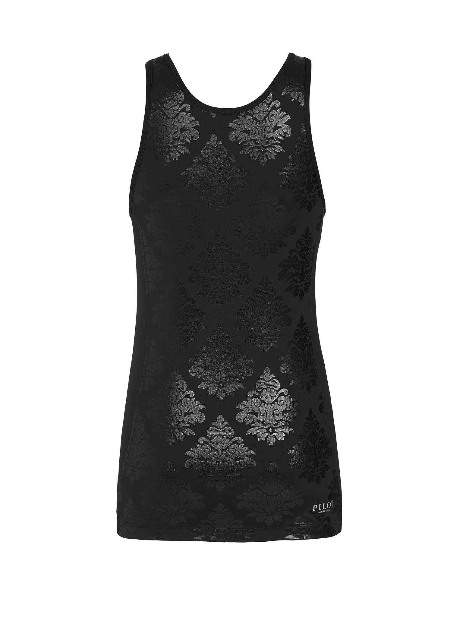 AVIATRIX BLACK FLORAL HI-NECK MESH SINGLET