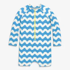 Baby one-piece rash guard in waves