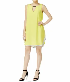 Bar III Women's Sleeveless Cutout Sheath Dress, Electric Citron, XS