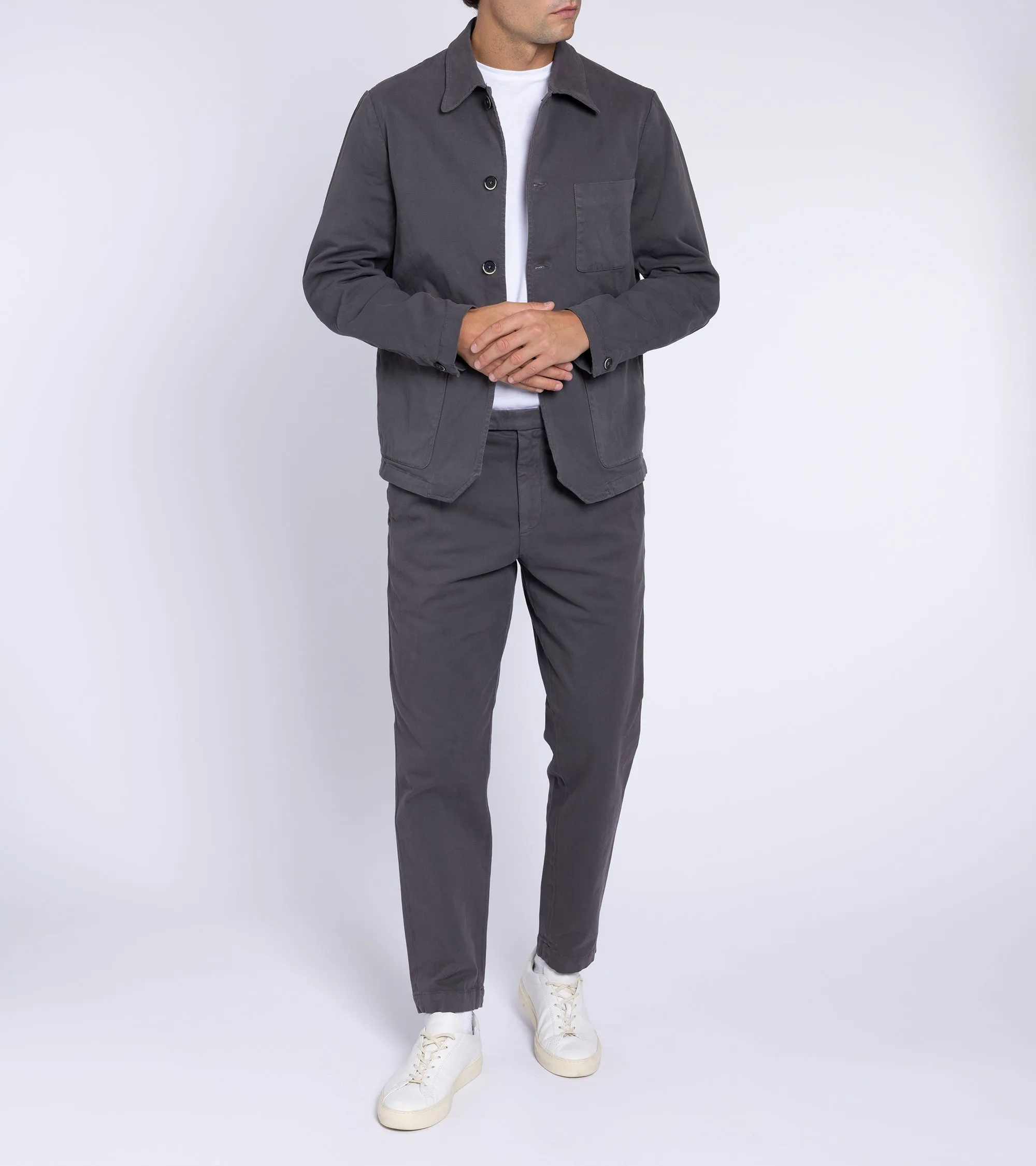 Barena Visal Mante Cotton Twill Overshirt: Grey