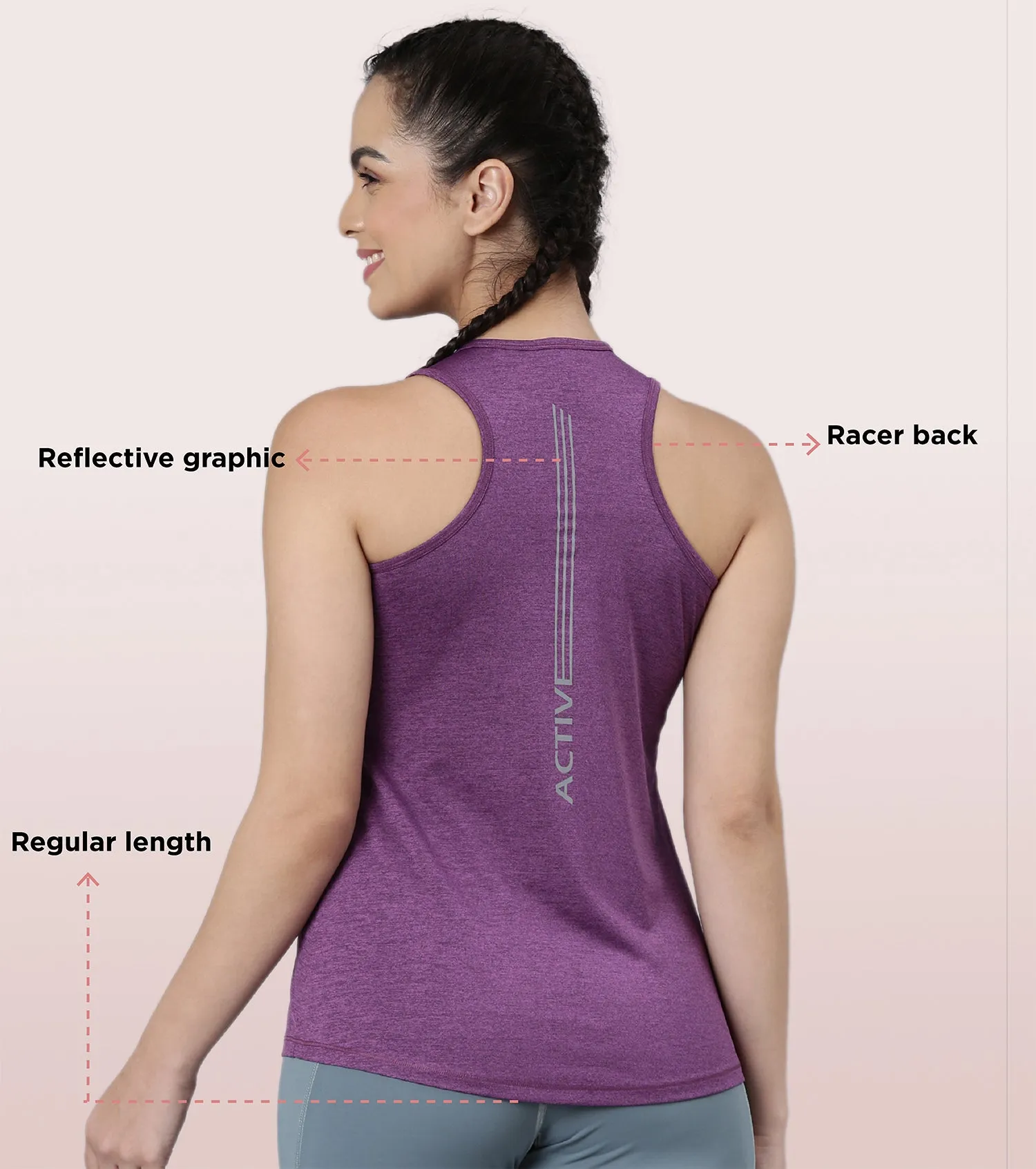 Basic Workout Tank | Dry Fit Racer Tank With Refective Graphic Relaxed Fit | Regular Length |A 308