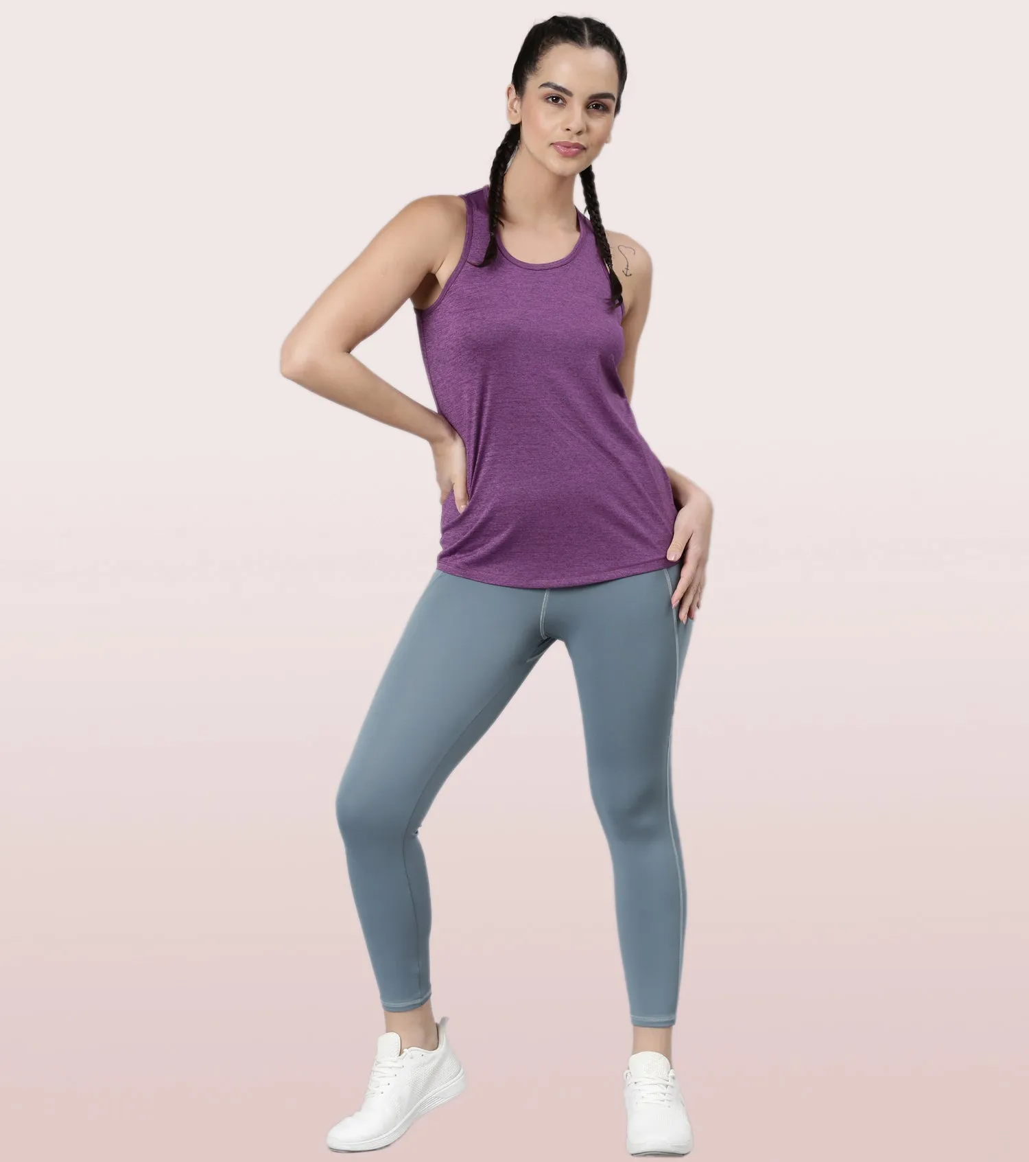 Basic Workout Tank | Dry Fit Racer Tank With Refective Graphic Relaxed Fit | Regular Length |A 308