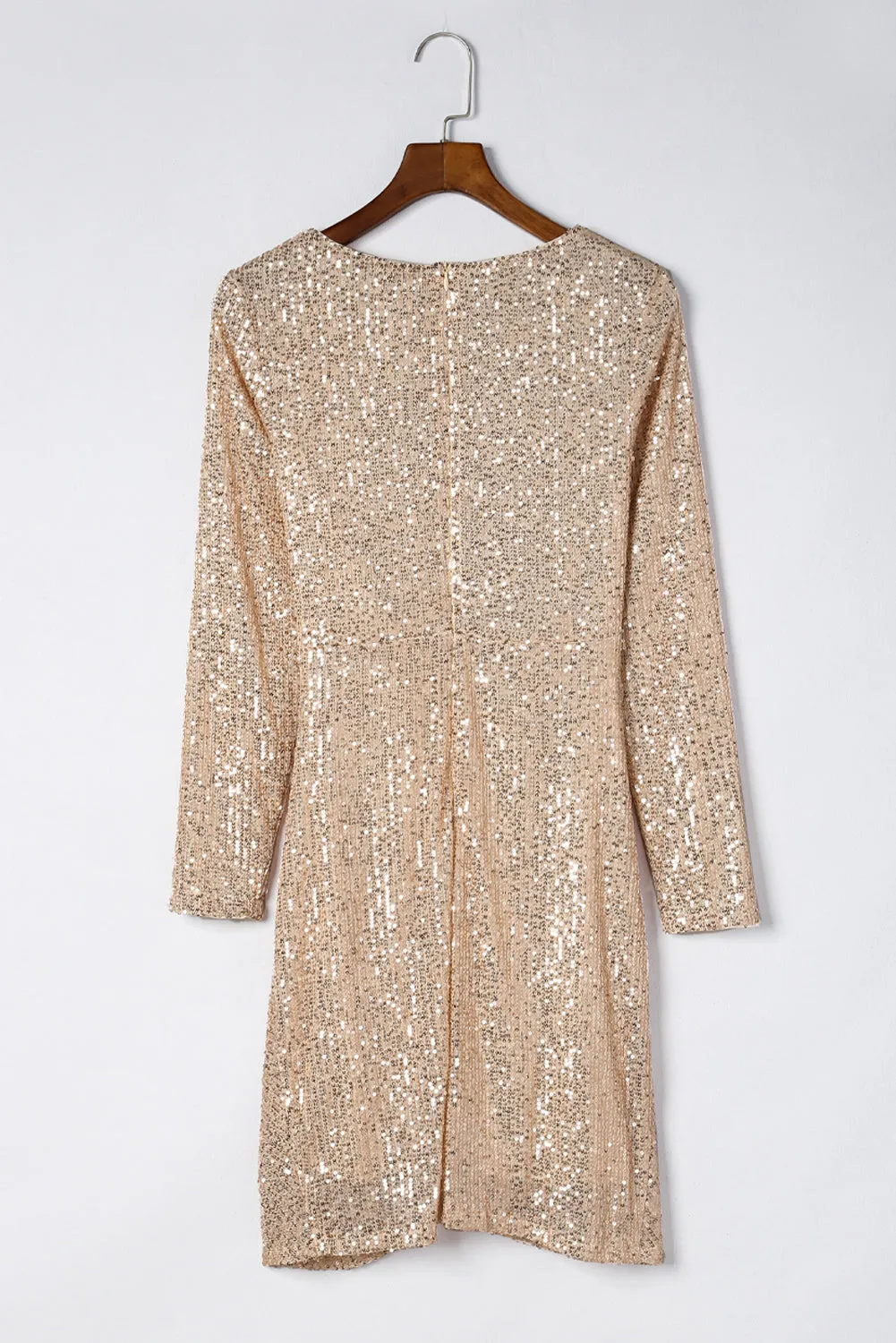 Beige Knot Pack Hip Sequin Dress