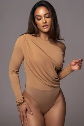 Beige Ultra High Neck Bodysuit