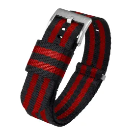 Black With Red Stripes Elite Nylon NATO® Style Watch Band (18mm, 20mm, 24mm SALE)