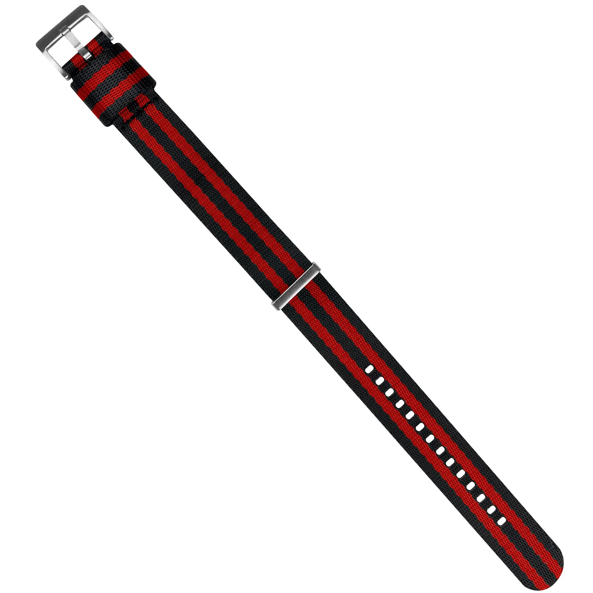 Black With Red Stripes Elite Nylon NATO® Style Watch Band (18mm, 20mm, 24mm SALE)