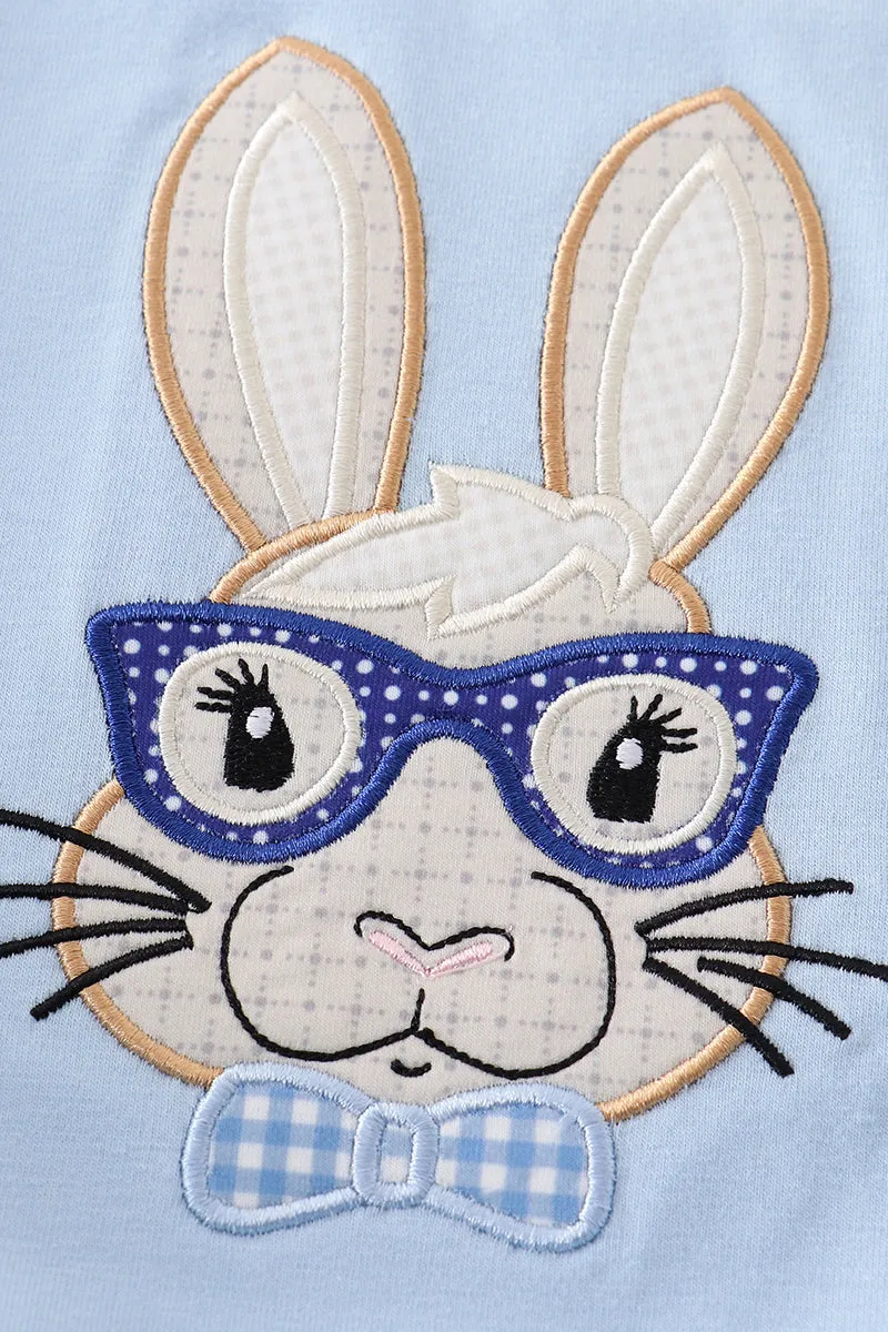 Blue easter bunny applique boy bubble