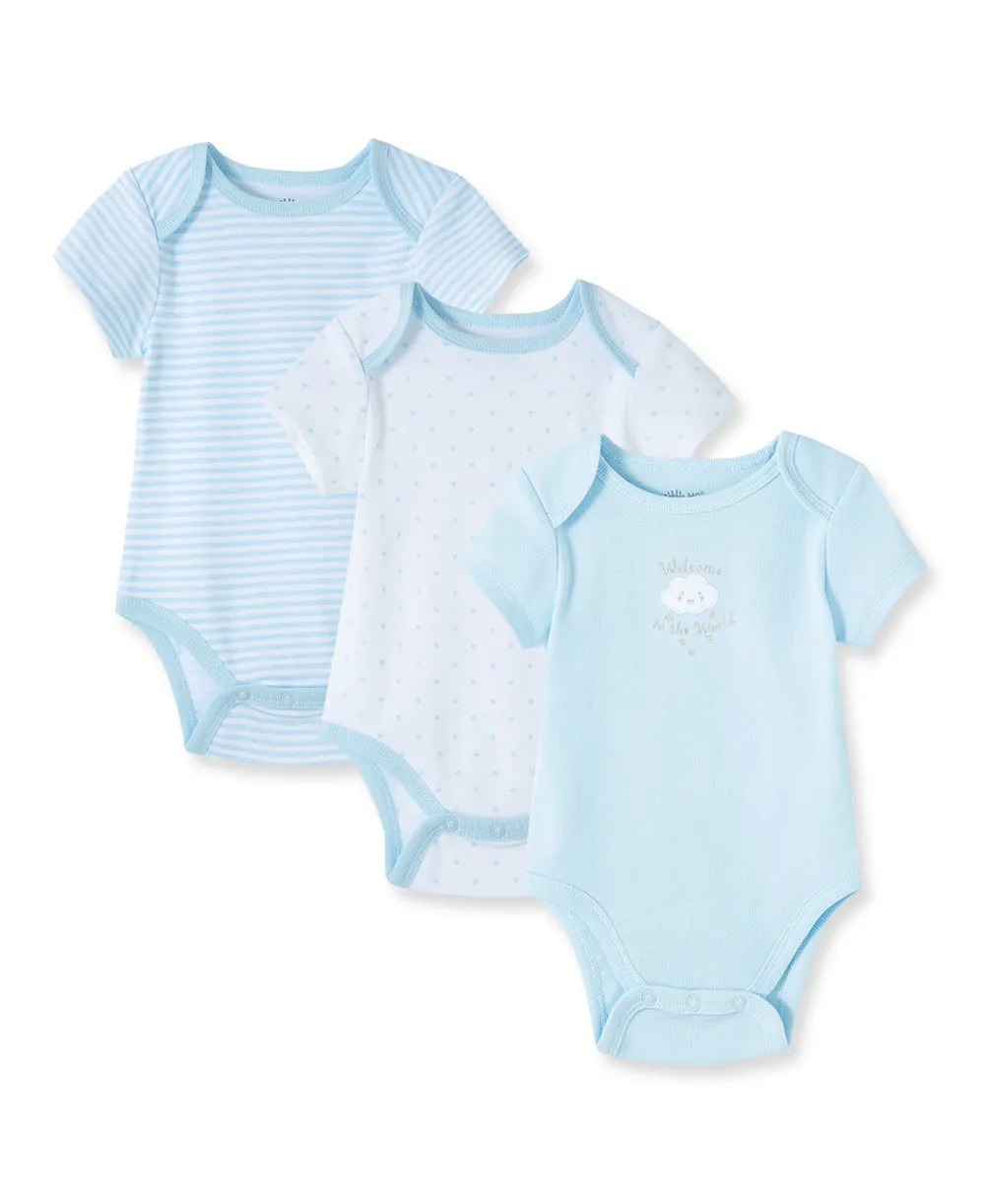 Blue Welcome to the World 3-Pack Bodysuits