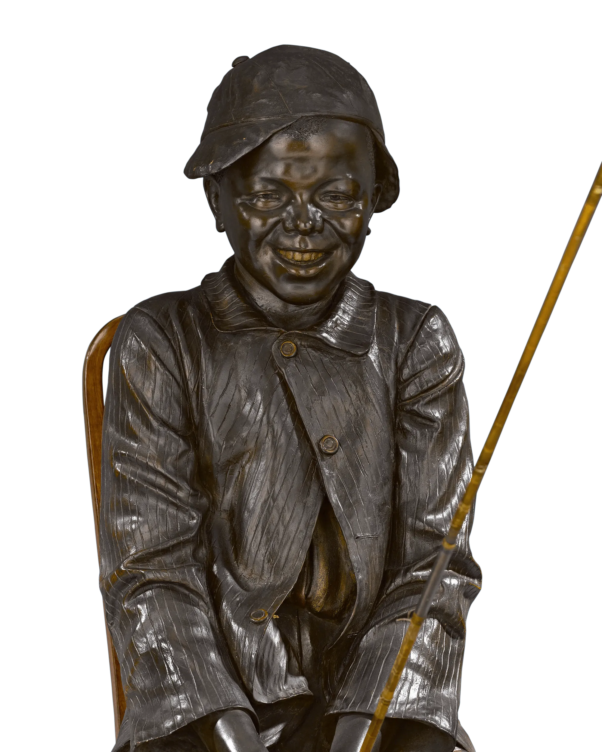 Boy Fishing Bronze Statue by Goldscheider