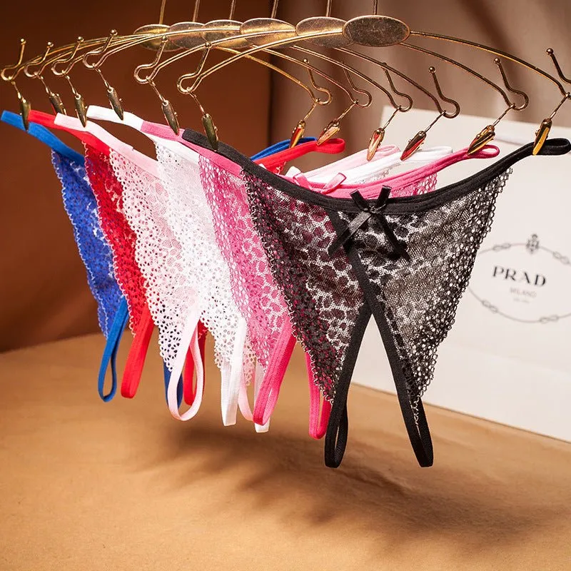 Butterfly Style Open Front Lace Cutout Thongs