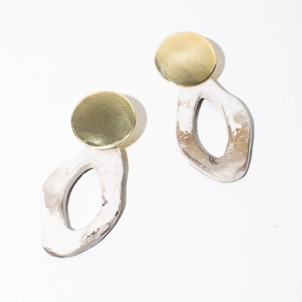 Canyon Drop Earrings - Raku   Brass