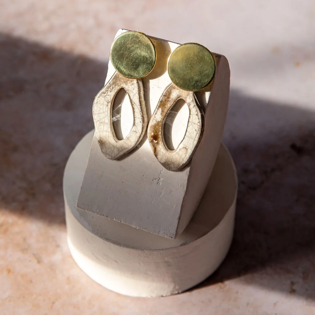 Canyon Drop Earrings - Raku   Brass