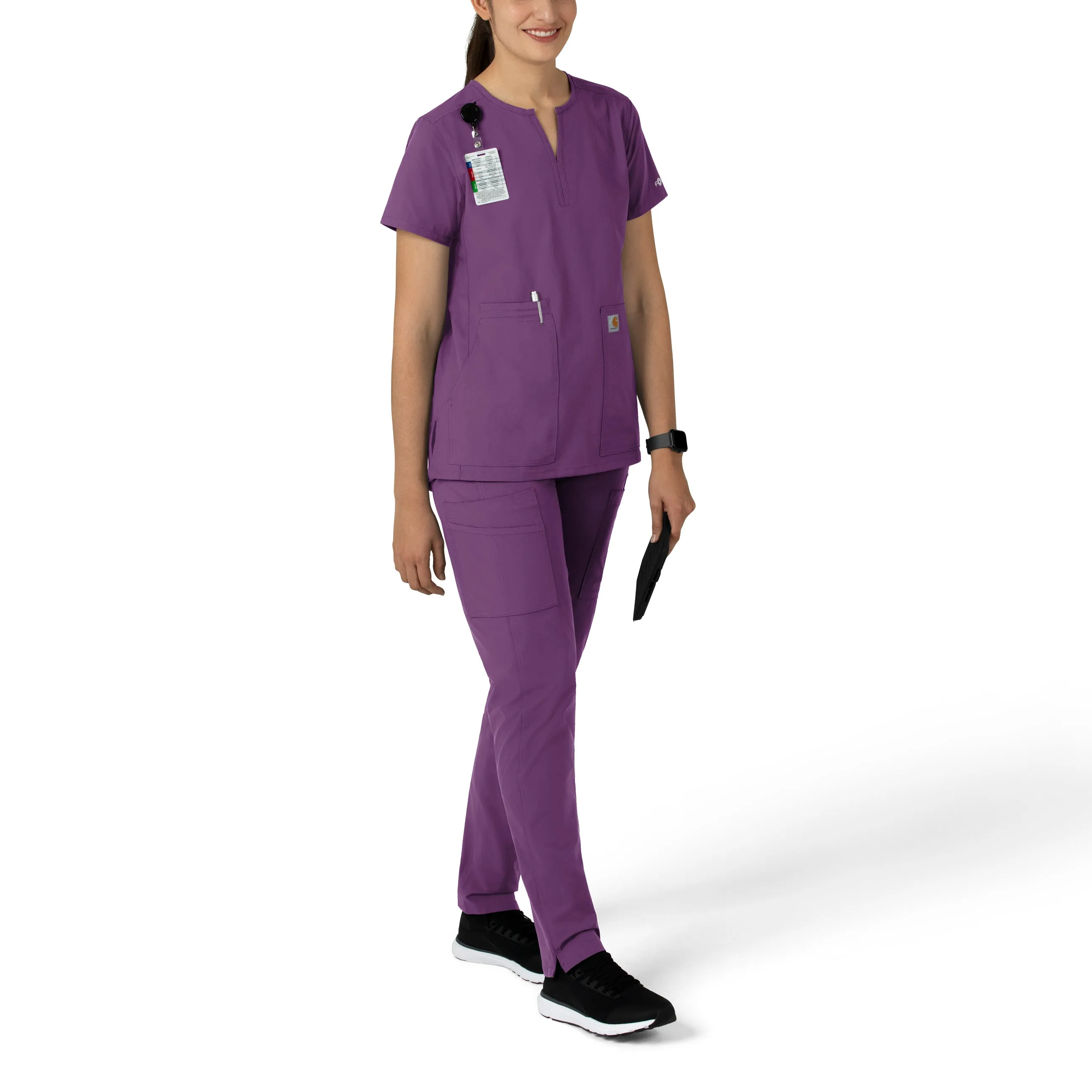 Carhartt Force Essentials Women's Notch Neck Tunic Scrub Top - Eggplant