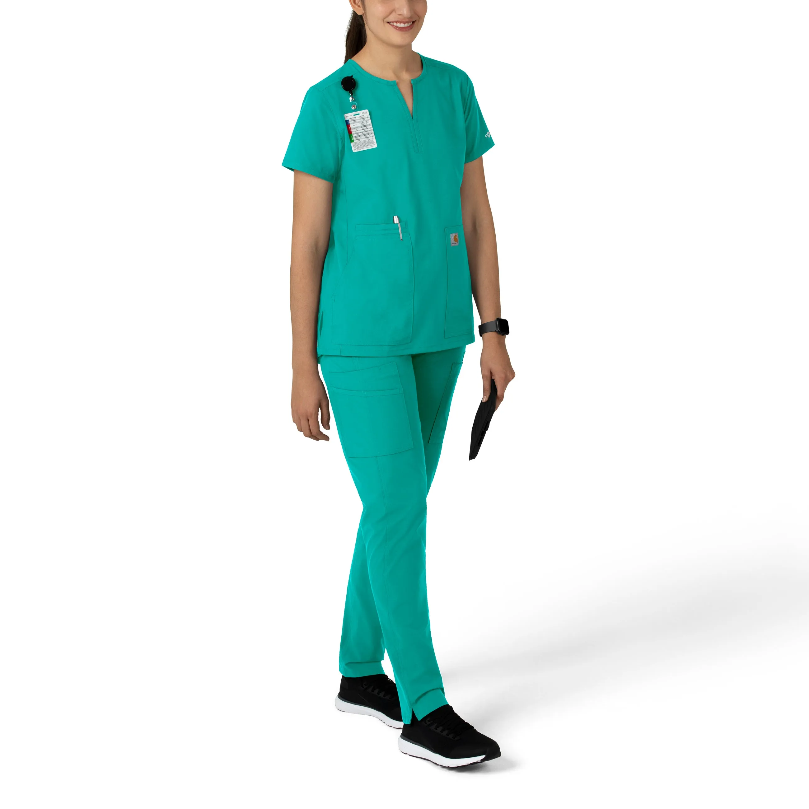 Carhartt Force Essentials Women's Notch Neck Tunic Scrub Top - Teal Blue