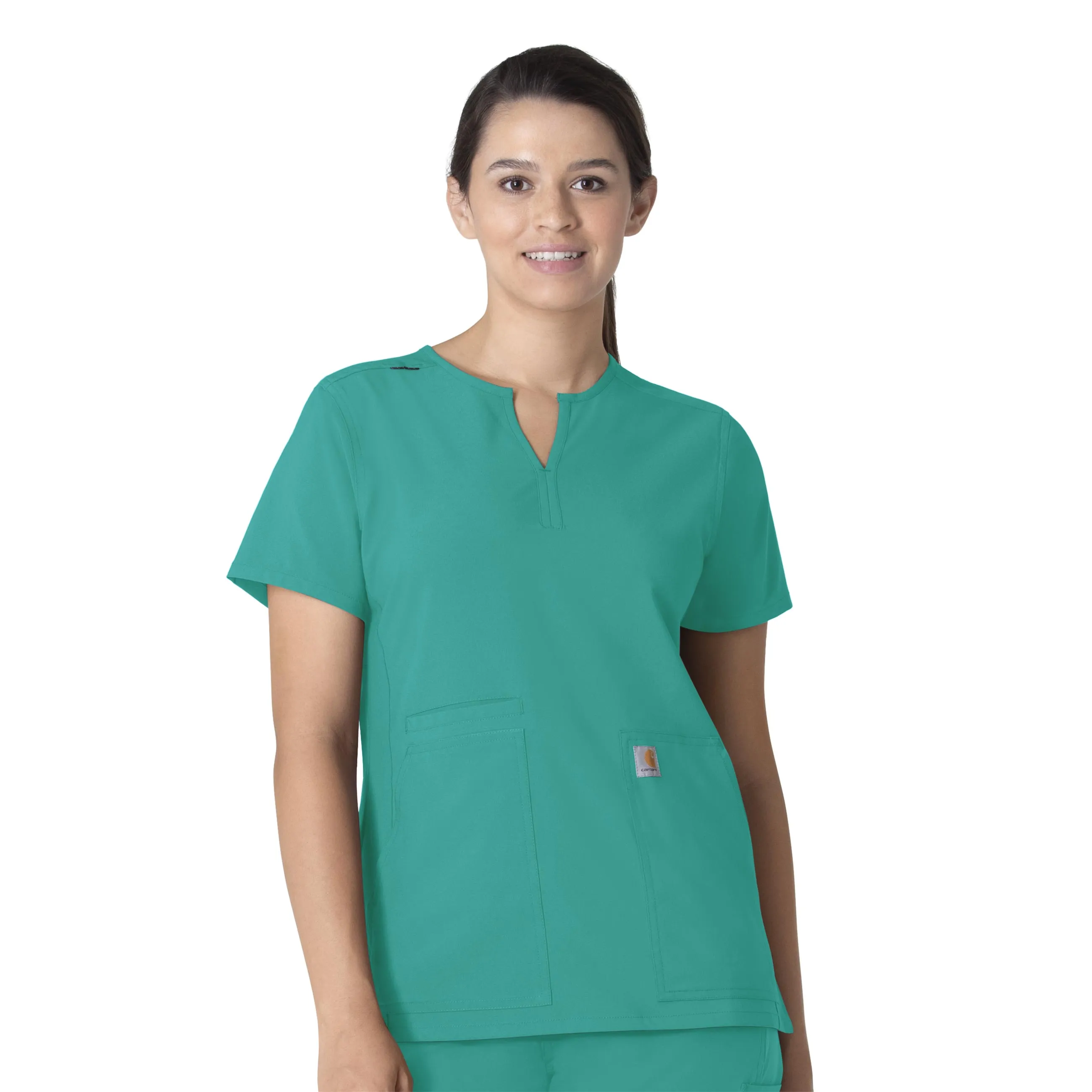 Carhartt Force Essentials Women's Notch Neck Tunic Scrub Top - Teal Blue