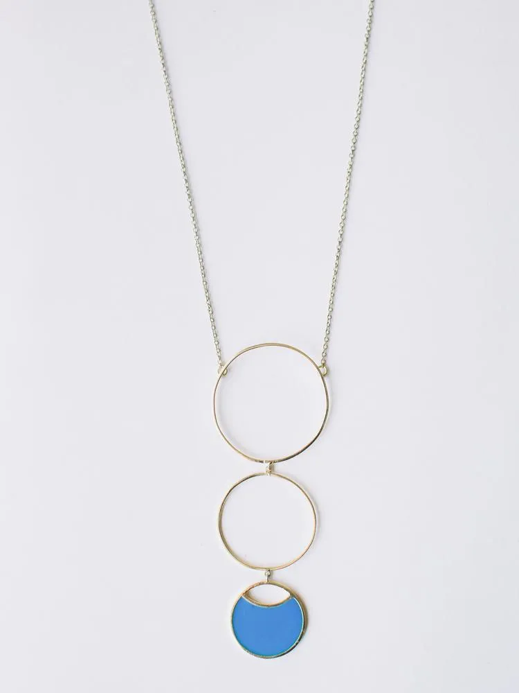 Circle Drop Necklace - Blue